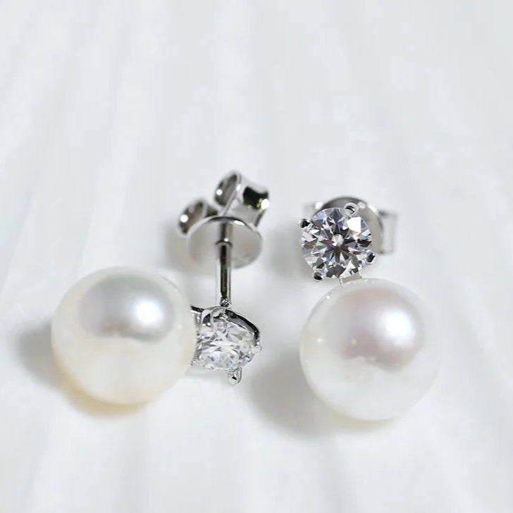 Square Moissanite earrings with pearls