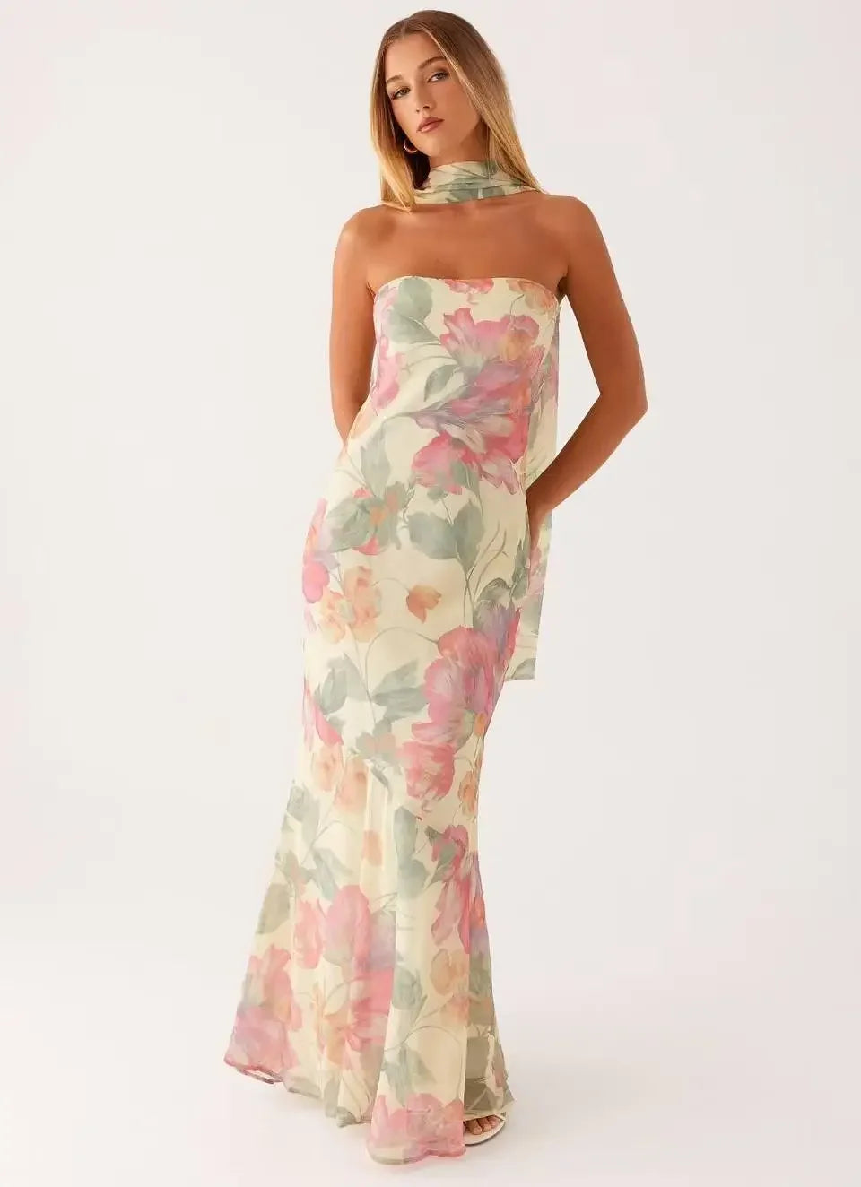 Coral maxi dress