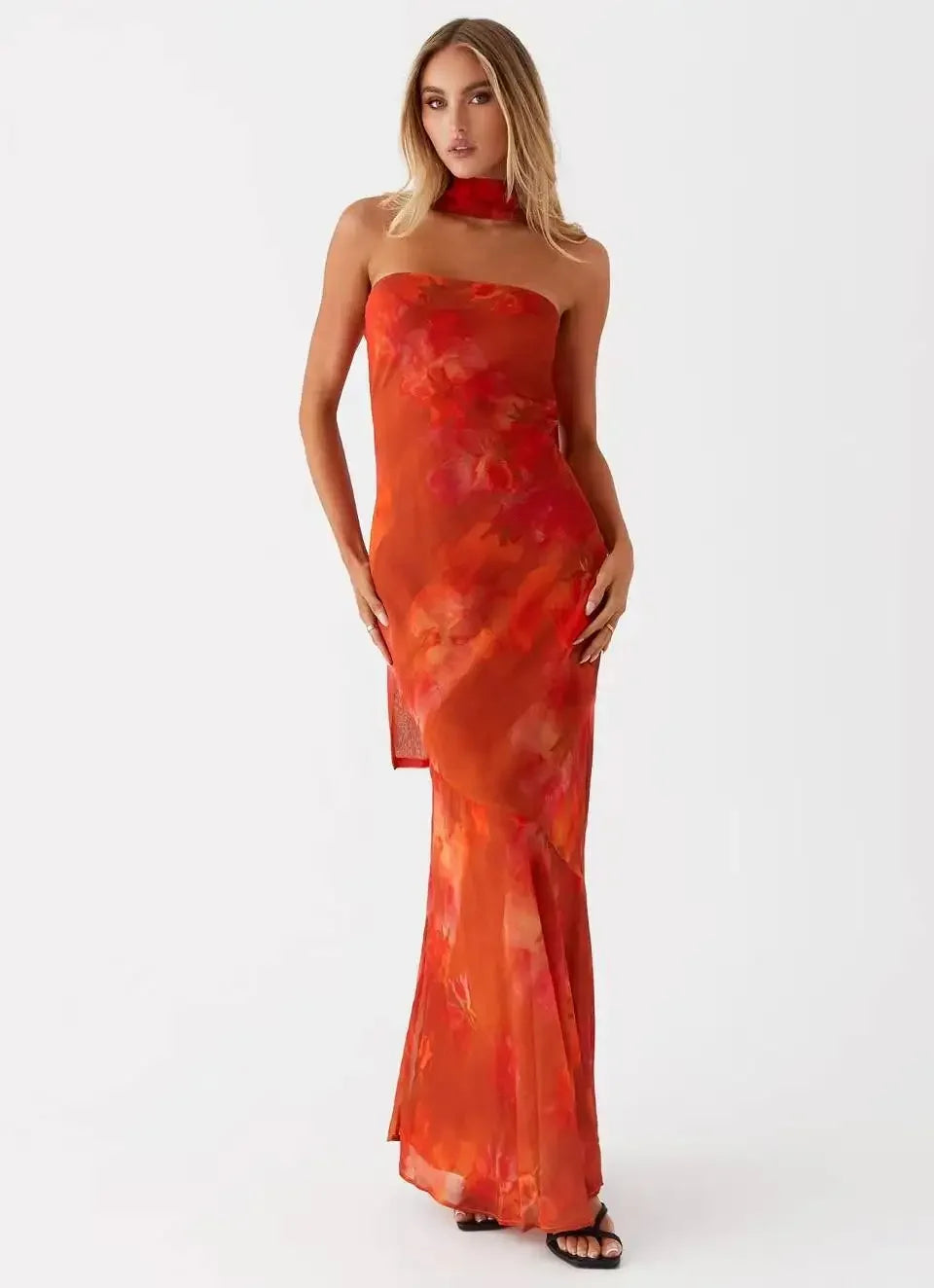 Coral maxi dress