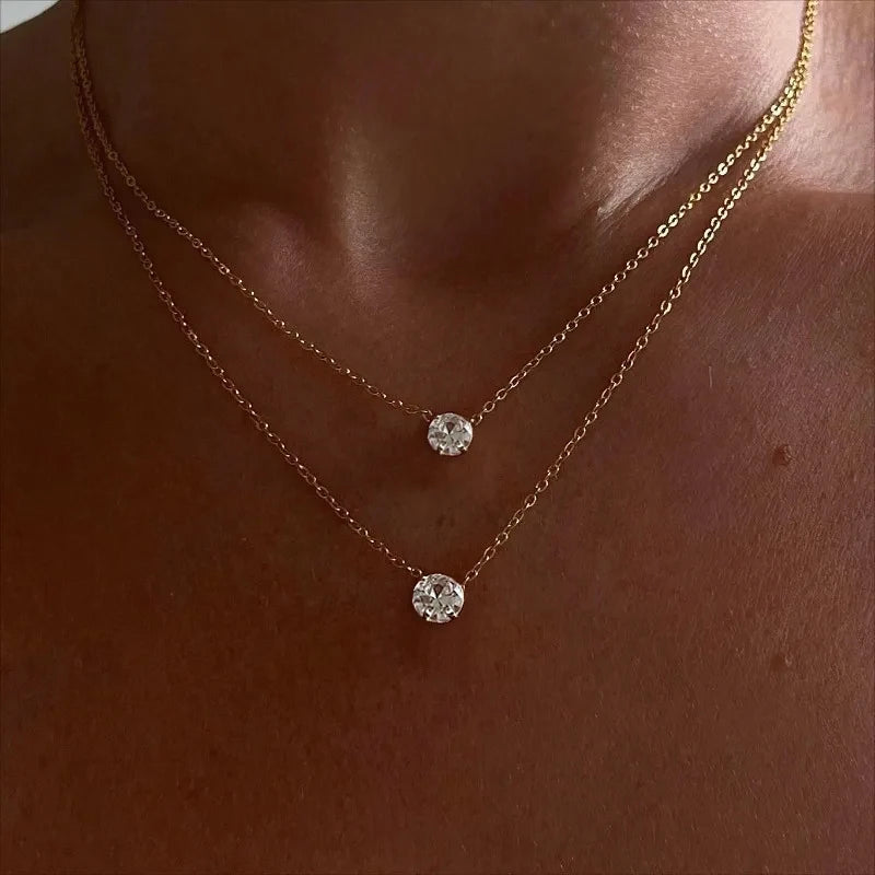 Moissanite round necklace