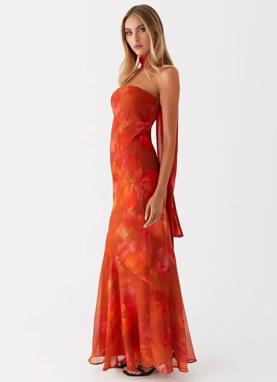 Coral maxi dress