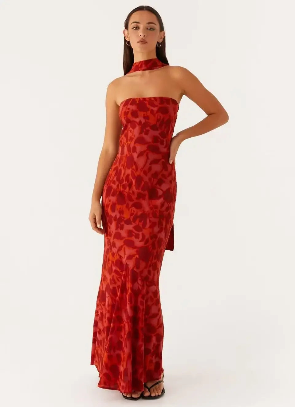 Coral maxi dress