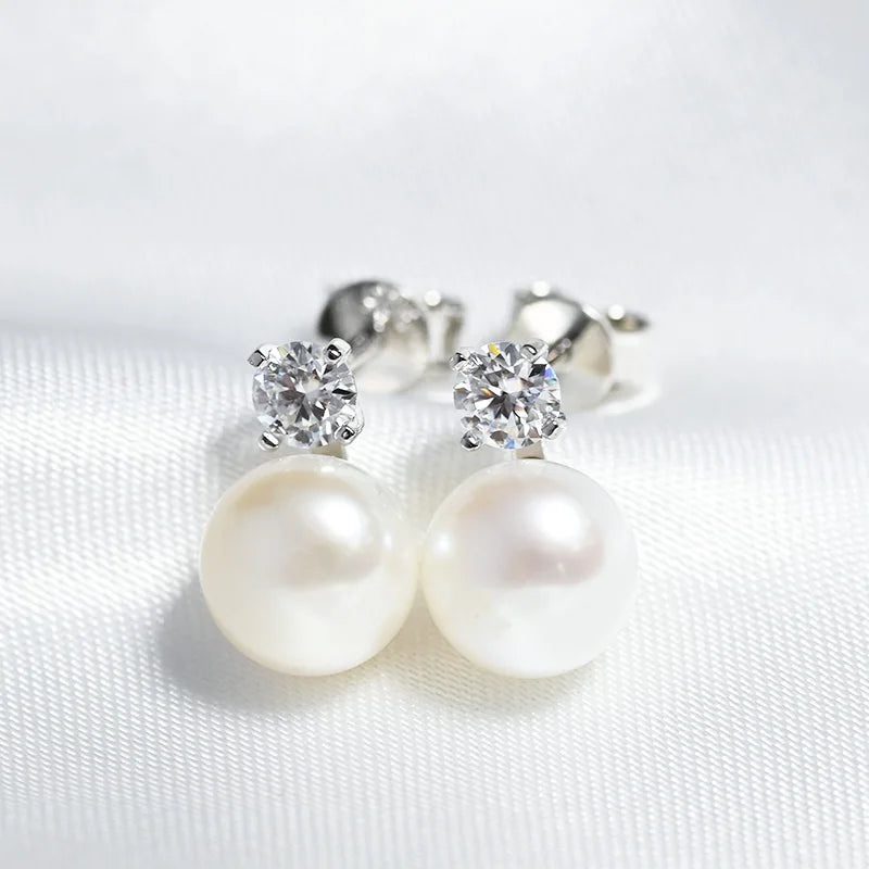 Square Moissanite earrings with pearls