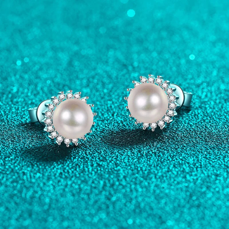 Square Moissanite earrings with pearls