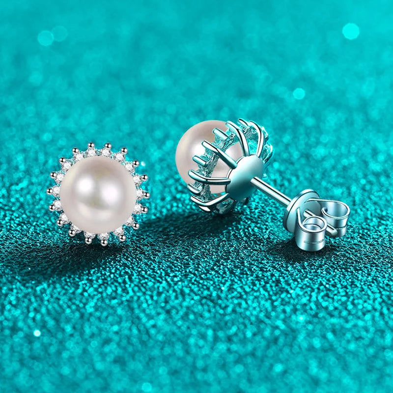 Square Moissanite earrings with pearls