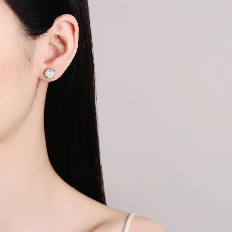 Square Moissanite earrings with pearls - 𝘽𝙖𝙨𝙞𝙘 𝙇𝙞𝙣𝙚
