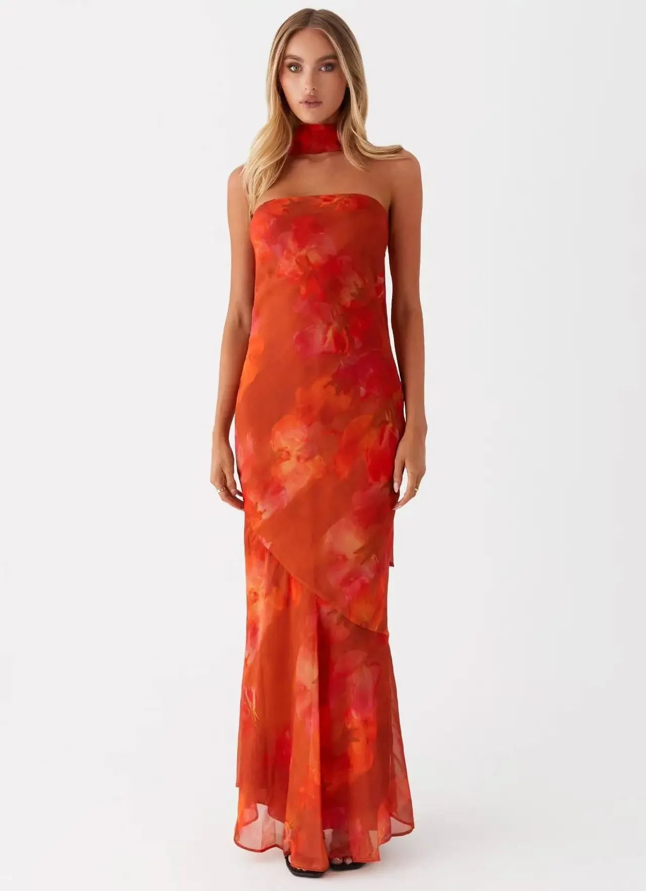 Coral maxi dress