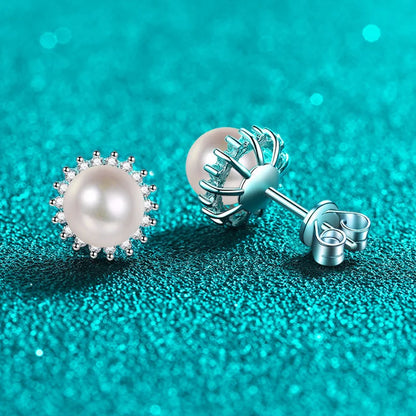 Square Moissanite earrings with pearls
