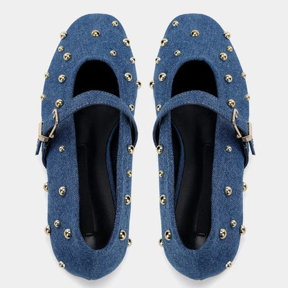 Denim flat shoes