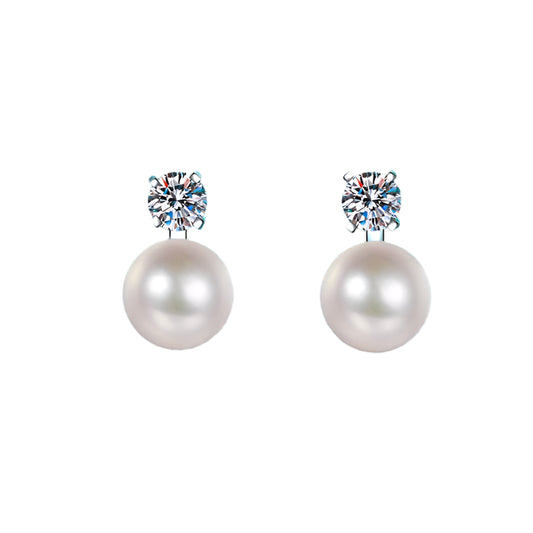 Square Moissanite earrings with pearls
